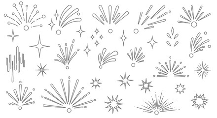 Dynamic monochrome starburst and sparkle elements for elegant design projects and celebrations