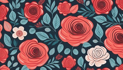 stylized rose flowers and leaves seamless pattern modern floral design for textile packaging fabric wallpaper branding stationery wrapping paper interior decor