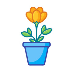 Stylized flower in a pot illustration with vibrant colors for spring designs