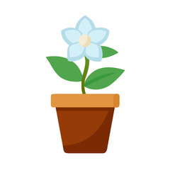 Stylized flower in a pot against black background, nature and gardening concepts