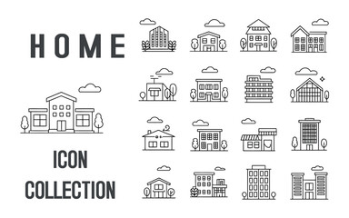 Building and Architecture Home Icon, building icon, house icon Bundle Pack Isolated Vector Illustration on white background.