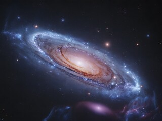 Fototapeta premium Spiral galaxy with swirling cosmic dust and stars space nebula