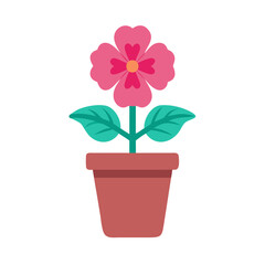 Pink flower in pot illustration on black background, ideal for design use