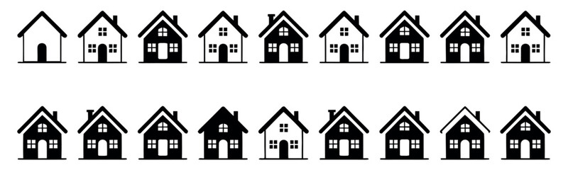 Fototapeta premium Building and Architecture Home Icon, building icon, house icon Bundle Pack Isolated Vector Illustration on white background.