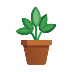 Charming potted plant vector illustration with stylized leaves on a dark background