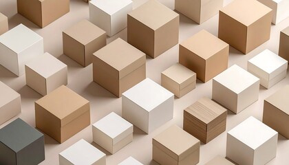 Beige cube boxes pattern background.
