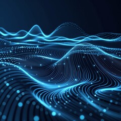 Abstract Blue Wave Patterns with Light Effects on Dark Background