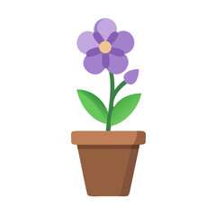 Flat illustration of a flower in a pot on a black background