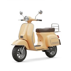 Beige Vintage Scooter on White Background