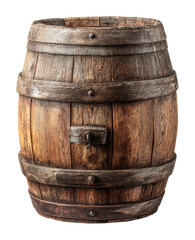 Obraz premium Rustic wooden barrel display vintage workshop product isolated on transparent background