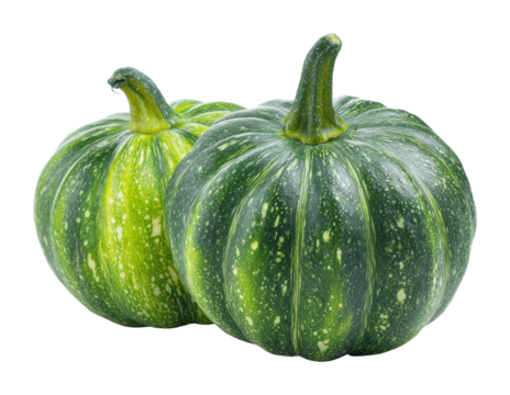 Harvesting fresh green pumpkins farm field food isolated on transparent background