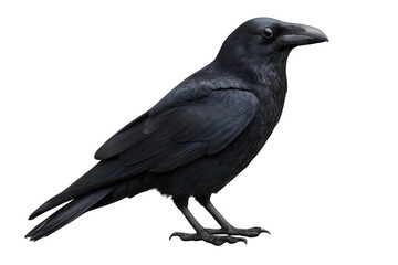 Obraz premium Large black common raven standing on transparent background