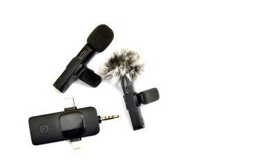 lavalier microphone wireless on white background