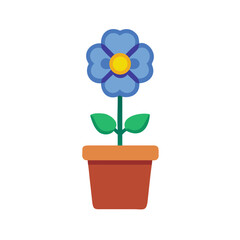 Simple stylized flower in a terracotta pot against a solid black background
