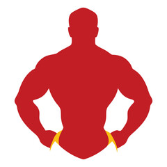 Silhouette Vector of Human Lower Back Muscles with Strong Curves on White Background