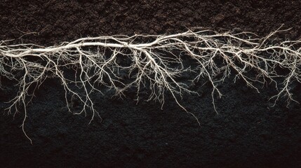 Detailed Underground Tree Roots Exposed in Soil Layers