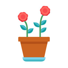 Stylized Two Roses in a Pot with Black Background for Home Decor