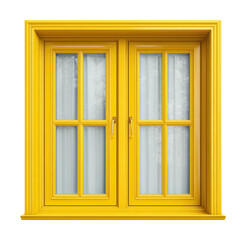 Bright yellow window design modern home architecture front view isolated on transparent background
