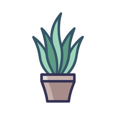 Simple flat illustration of a potted succulent plant, ideal for graphic design