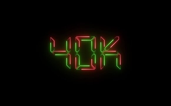 A bright neon “40K” text icon flashes and pulses rhythmically, glowing with electric hues. The animated loop creates an energetic, celebratory vibe for the milestone achievement.
