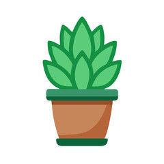 Minimalist flat illustration of a succulent plant in a brown pot against black