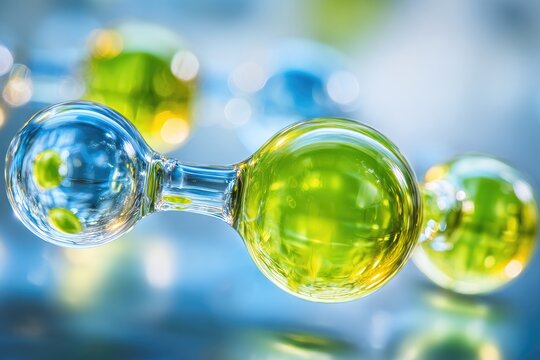 Molecular structure,  glowing orbs,  scientific illustration