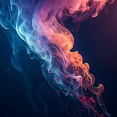 Obraz premium Vibrant colorful smoke swirls against dark background