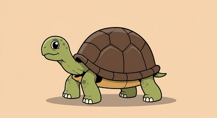 Obraz premium Cartoon turtle illustration with green skin and brown shell isolated on background
