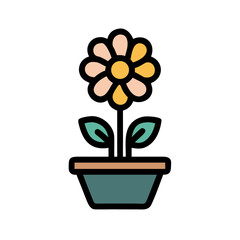 Daisy in a Pot: A Cute Botanical Illustration with Simple Shapes