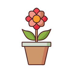 Isolated vector graphic of a flower in a pot against a black background