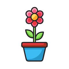 Isolated Flower in Pot Illustration on Black Background for Stock Usage