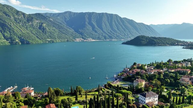 Stunning aerial view of Lake Como Tremezzo showcasing the beauty of nature and architecture