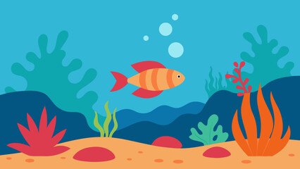 Fototapeta premium flat design underwater coral reef fish