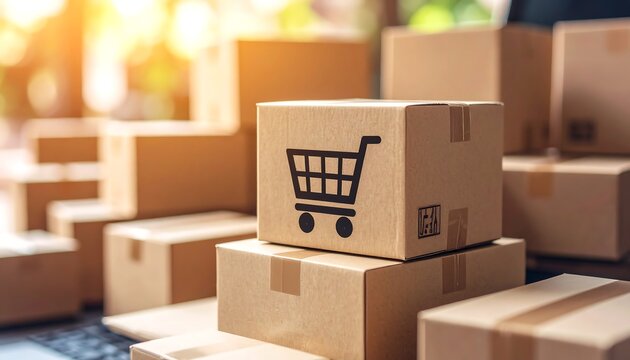 Online Shopping Cart Boxes Delivery.