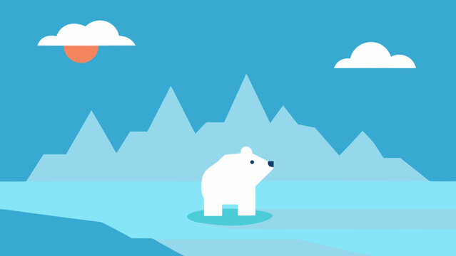 minimal flat arctic landscape polar bear - Powered by Adobe