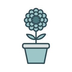 Stylized potted flower illustration with soft color palette and rounded outlines