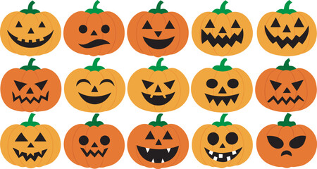 Collection of Spooky and Smiling Jack O Lanterns for Halloween Decoration