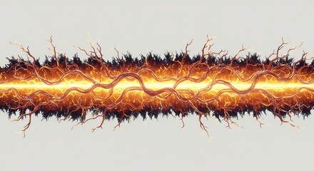 輝く炎 電撃エネルギー 強烈な光線 横長背景. AI Generated