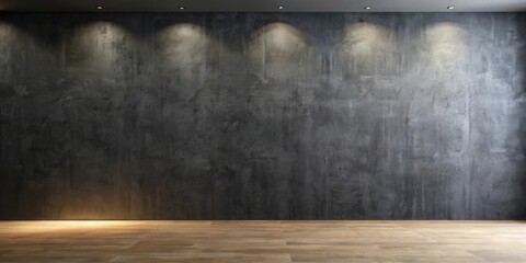 Empty Room Interior Design with Dark Gray Textured Wall and Light Wood Floor