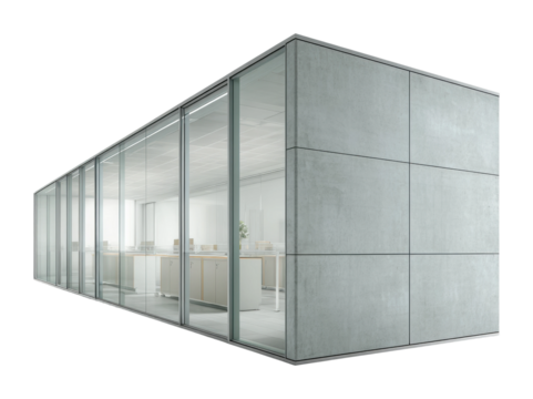 Modern office design urban location architectural minimalist aesthetic isolated on transparent background