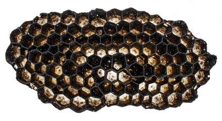 精緻な蜂の巣 複雑な六角形 自然光輝く黒褐色. AI Generated