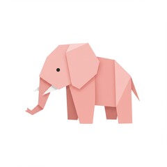 Pink Origami Elephant Illustration