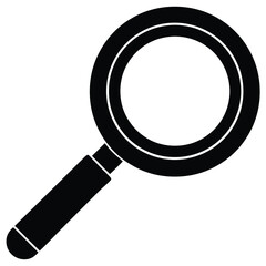 Isolated vector magnifying glass icon with a black handle for searching and exploration