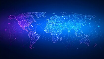 Global Network Map with Vivid Connections