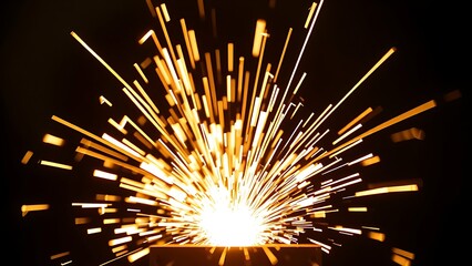 A close-up of glowing sparks against a dark background, capturing the intensity of industrial metalworking.