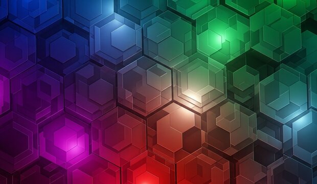 Abstrakter Hexagon-Digitalkunst-Hintergrund in modernen Farben