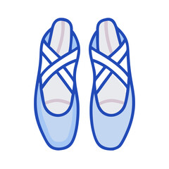Pair of light blue ballet shoes with ribbons artistic design element