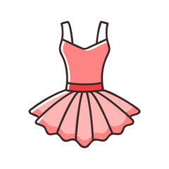 Elegant pink ballet tutu dress with thin straps and a red sash