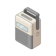 Retro Beige and Grey Portable Radio Illustration