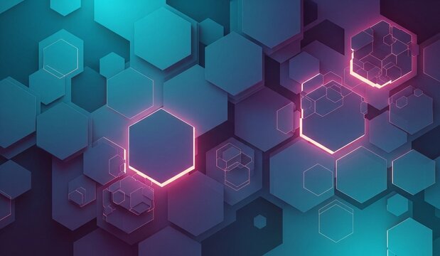Abstrakter Hexagon-Digitalkunst-Hintergrund in modernen Farben